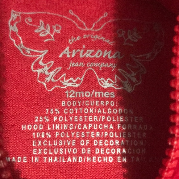 NWOT ARIZONA RED 75% COTTON/25% POLY JKT-HOOD - Picture 2 of 4